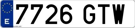 Ejemplo de matrícula española 7726 GTW