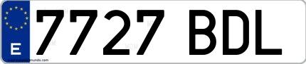 Ejemplo de matrícula española 7727 BDL