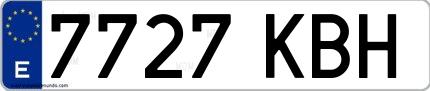 Ejemplo de matrícula española 7727 KBH