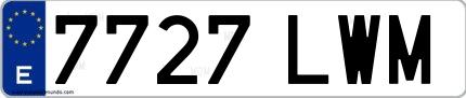 Ejemplo de matrícula española 7727 LWM