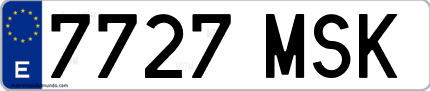 Ejemplo de matrícula de coche ordinaria 7727 MSK