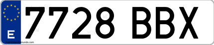 Ejemplo de matrícula de coche ordinaria 7728 BBX