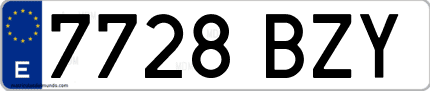 Ejemplo de matrícula de coche ordinaria 7728 BZY