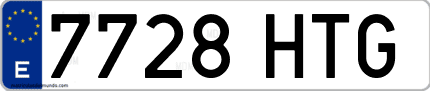 Ejemplo de matrícula de coche ordinaria 7728 HTG