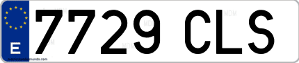 Ejemplo de matrícula de coche ordinaria 7729 CLS