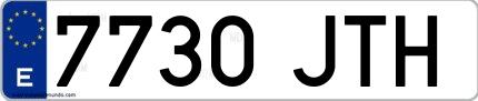 Ejemplo de matrícula de coche ordinaria 7730 JTH