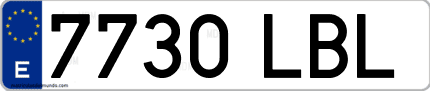 Ejemplo de matrícula de coche ordinaria 7730 LBL