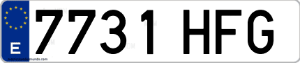 Ejemplo de matrícula de coche ordinaria 7731 HFG