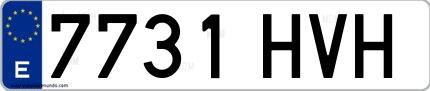 Ejemplo de matrícula española 7731 HVH