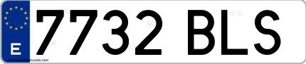Ejemplo de matrícula española 7732 BLS
