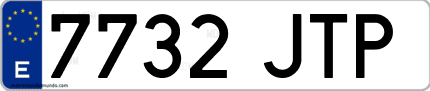 Ejemplo de matrícula de coche ordinaria 7732 JTP