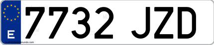 Ejemplo de matrícula española 7732 JZD
