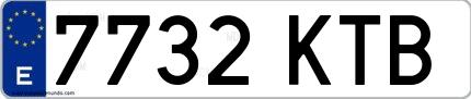 Ejemplo de matrícula española 7732 KTB
