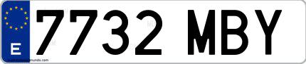 Ejemplo de matrícula española 7732 MBY