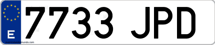 Ejemplo de matrícula de coche ordinaria 7733 JPD