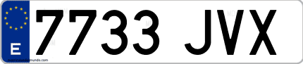 Ejemplo de matrícula de coche ordinaria 7733 JVX
