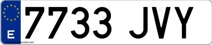 Ejemplo de matrícula española 7733 JVY
