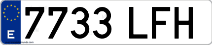 Ejemplo de matrícula de coche ordinaria 7733 LFH