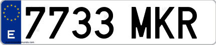 Ejemplo de matrícula de coche ordinaria 7733 MKR