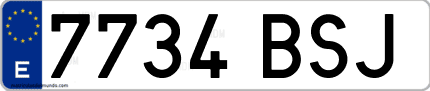 Ejemplo de matrícula de coche ordinaria 7734 BSJ