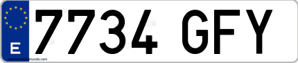 Ejemplo de matrícula de coche ordinaria 7734 GFY