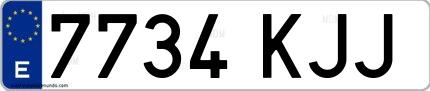 Ejemplo de matrícula española 7734 KJJ