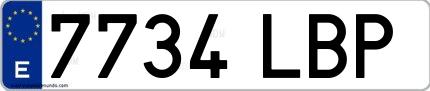 Ejemplo de matrícula española 7734 LBP