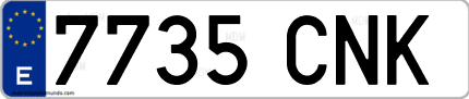 Ejemplo de matrícula de coche ordinaria 7735 CNK
