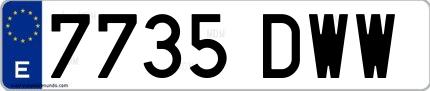 Ejemplo de matrícula española 7735 DWW