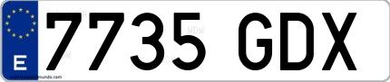Ejemplo de matrícula española 7735 GDX