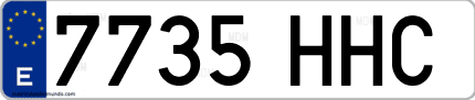 Ejemplo de matrícula de coche ordinaria 7735 HHC