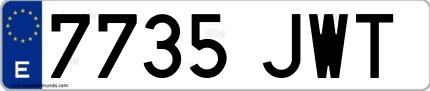Ejemplo de matrícula española 7735 JWT