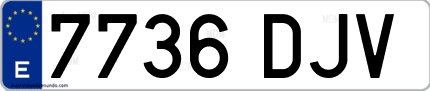 Ejemplo de matrícula de coche ordinaria 7736 DJV
