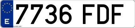 Ejemplo de matrícula española 7736 FDF