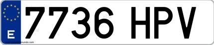 Ejemplo de matrícula de coche ordinaria 7736 HPV