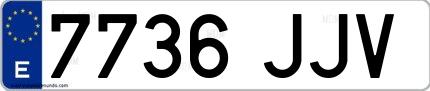 Ejemplo de matrícula española 7736 JJV