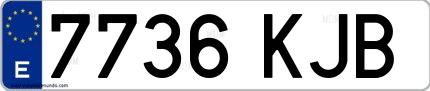 Ejemplo de matrícula española 7736 KJB