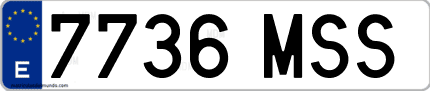 Ejemplo de matrícula de coche ordinaria 7736 MSS