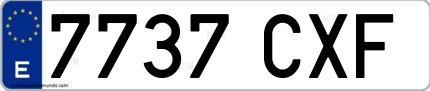Ejemplo de matrícula española 7737 CXF