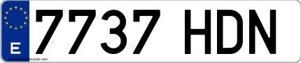 Ejemplo de matrícula española 7737 HDN