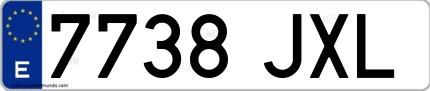 Ejemplo de matrícula de coche ordinaria 7738 JXL