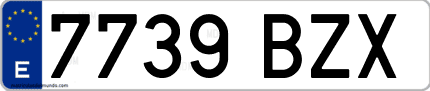 Ejemplo de matrícula de coche ordinaria 7739 BZX