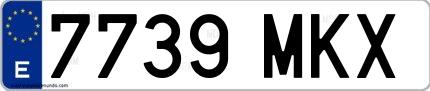 Ejemplo de matrícula española 7739 MKX