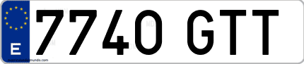 Ejemplo de matrícula de coche ordinaria 7740 GTT