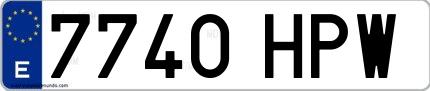Ejemplo de matrícula española 7740 HPW