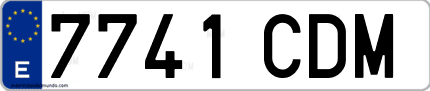 Ejemplo de matrícula de coche ordinaria 7741 CDM