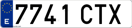 Ejemplo de matrícula de coche ordinaria 7741 CTX