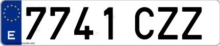 Ejemplo de matrícula de coche ordinaria 7741 CZZ