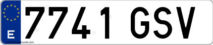 Ejemplo de matrícula de coche ordinaria 7741 GSV
