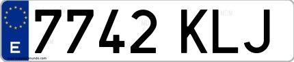 Ejemplo de matrícula española 7742 KLJ